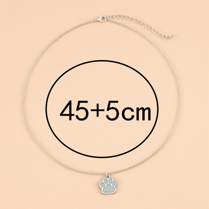 Wholesale Luminous Dog Paws Stainless Steel Necklaces